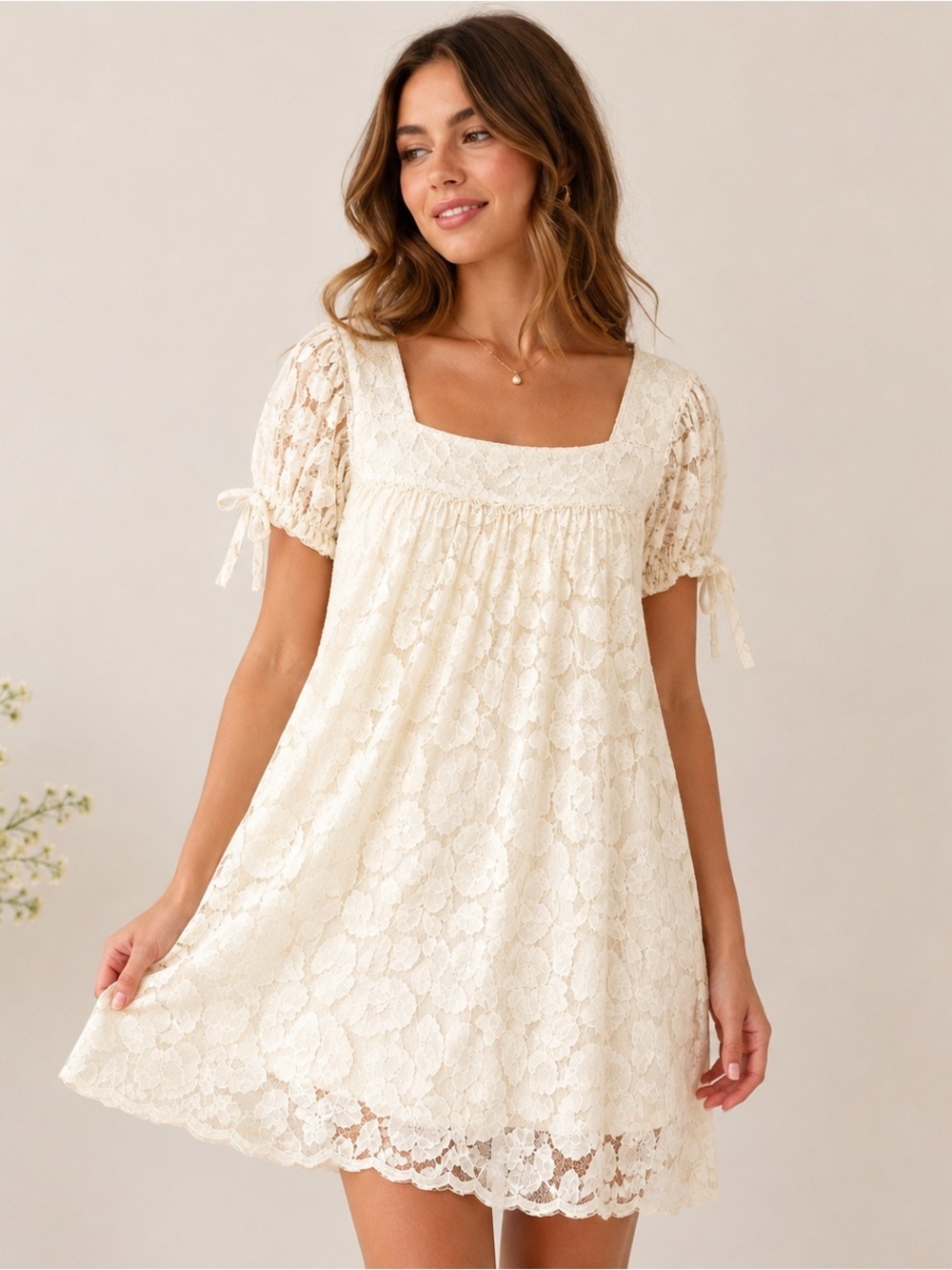 Trulli for Ann Taylor LOFT Ivory Floral Lace Mini Dress NWT Small